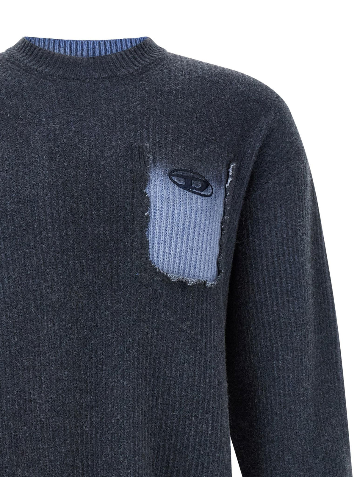 DIESEL Gray Wool Blend Crewneck Knit Sweater for Men