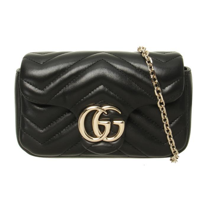GUCCI GG Marmont Mini Shoulder Bag Black Leather