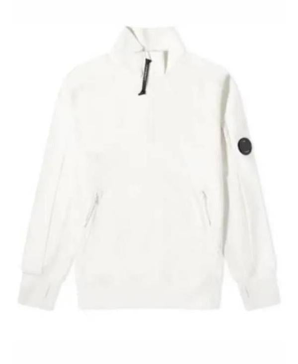 CP Company Diagonal Raised Fleece Polo Sweatshirt Men’s White