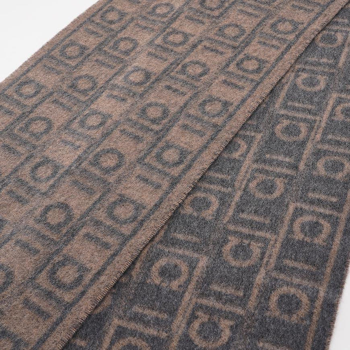 Ferragamo Monogram Wool Scarf Gray Men’s