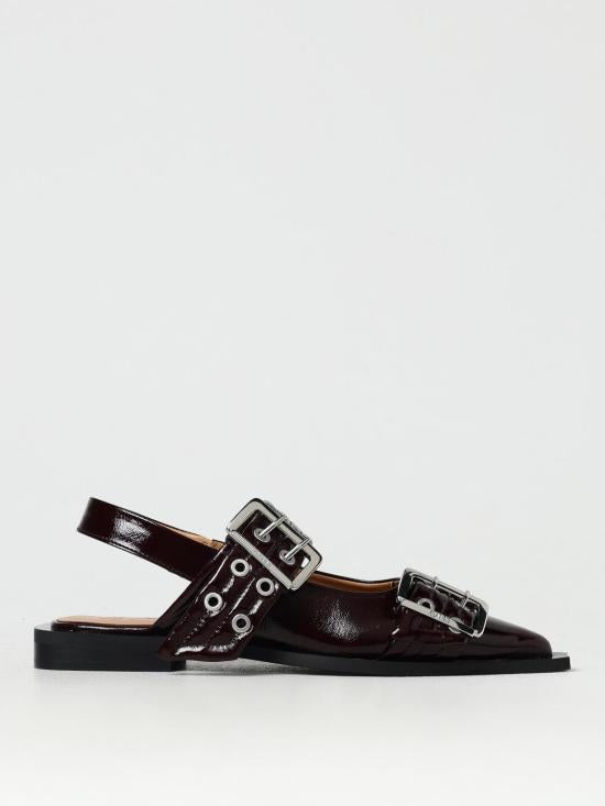 GANNI Black Mule Slippers Sandals Women S3086436 BURGUNDY DOM