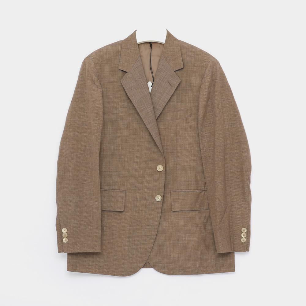 AURALEE Tropical Wool Kid Mohair Men’s Jacket A25SJ01WM BROWN CHECK