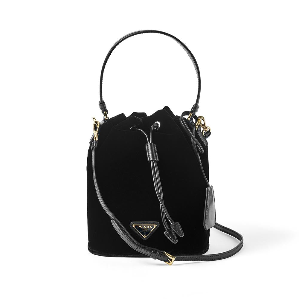 PRADA Velvet Logo Mini Bucket Shoulder Bag for Women 1BE067 2C7Q F0002