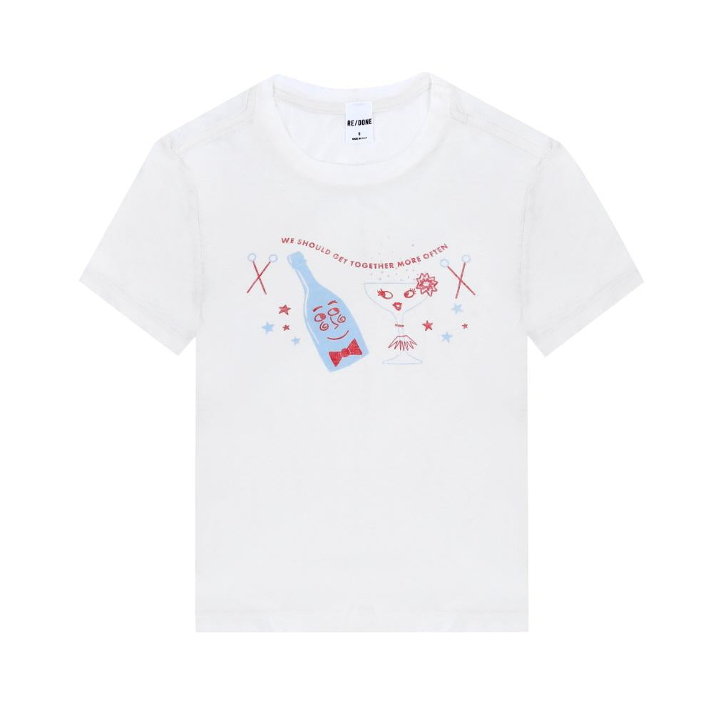 RE/DONE Tiny Together Graphic Short Sleeve T-Shirt Women White 792 02WTNT003