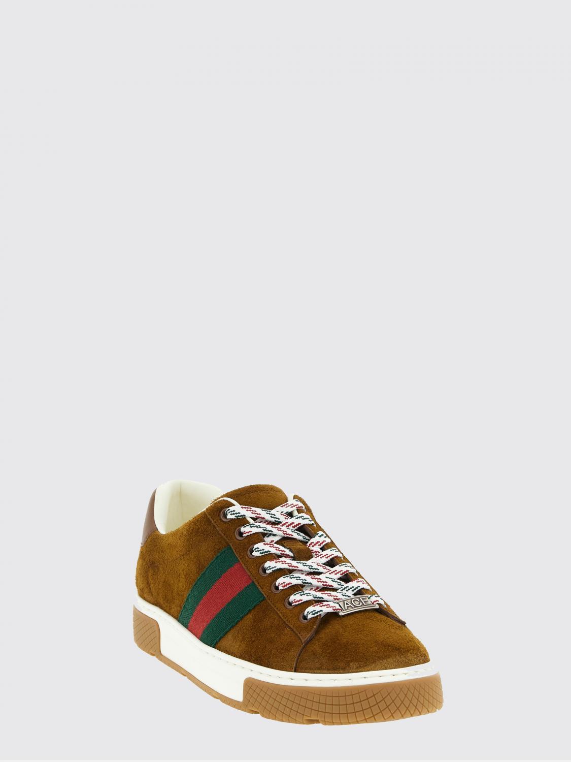 GUCCI Leather Low-Top Sneakers Men’s Brown