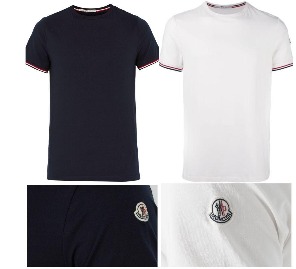 Moncler Navy White Tricolor Sleeve Short Sleeve T-Shirt Unisex