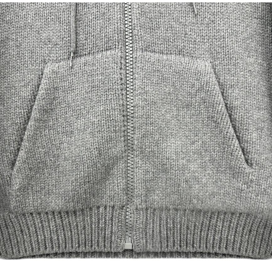 CELINE Logo Wool Hooded Zip-Up Sweater for Men Gray