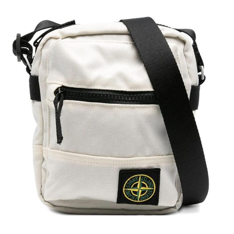STONE ISLAND Logo Patch Nylon Crossbody Pouch Bag Navy