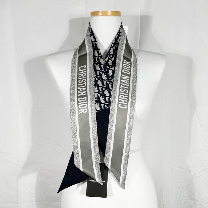 DIOR Oblique Mitzah Scarf Gray Silk Scarf for Men