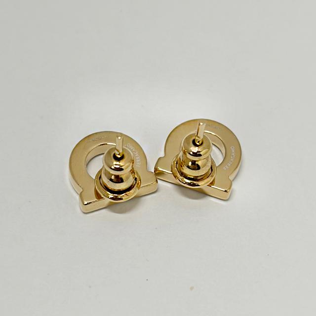 Ferragamo Gancini Crystal Earrings Gold-Tone