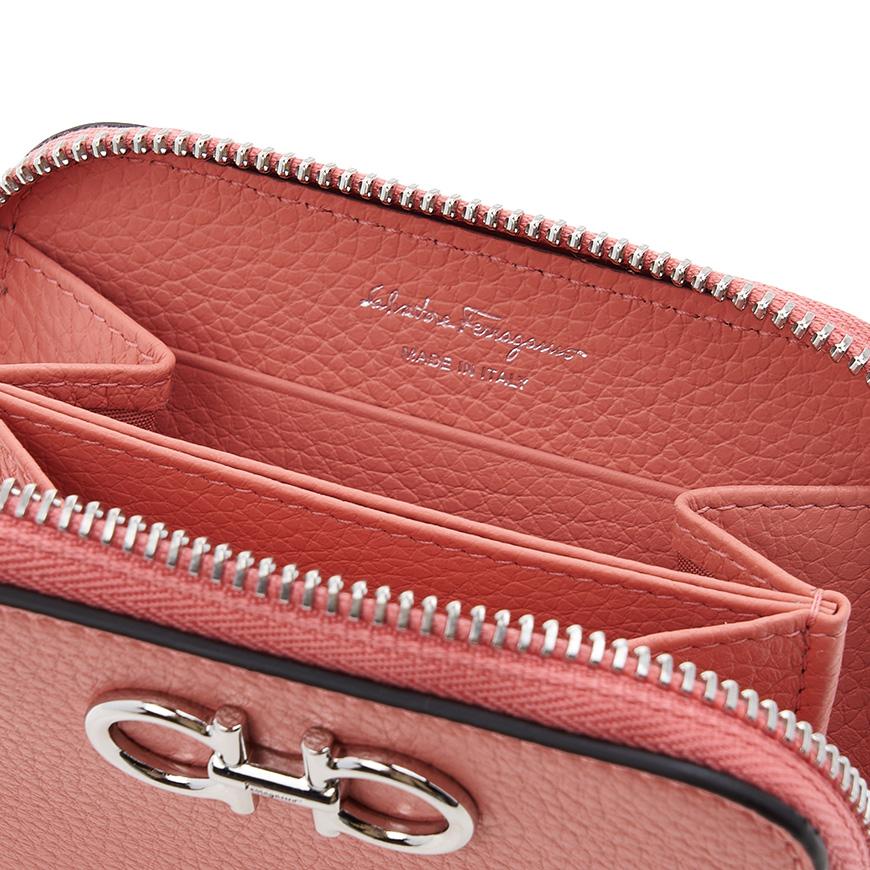 Ferragamo Gancini Zip Around Card Holder Wallet for Wome 22 0406 CORALLO 0758666
