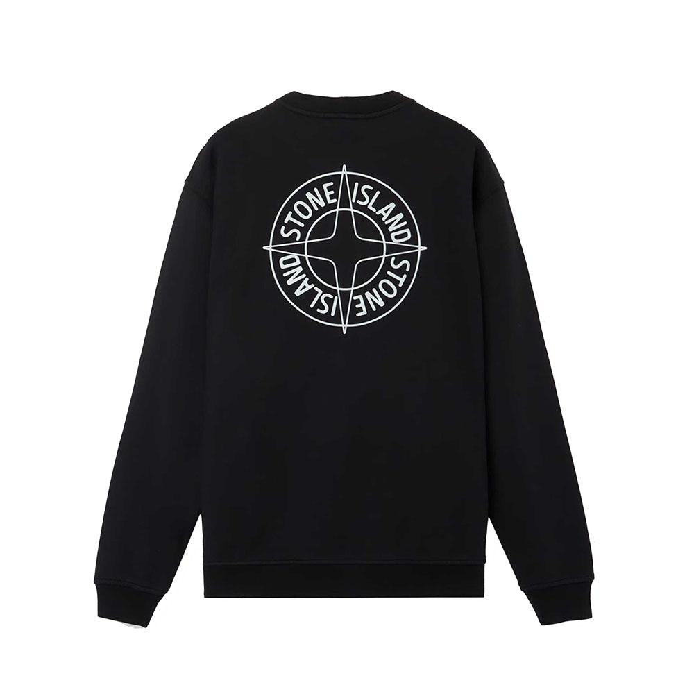 STONE ISLAND Black Cotton Fleece Crewneck Sweatshirt Me L1S156100001 S0283 V0029