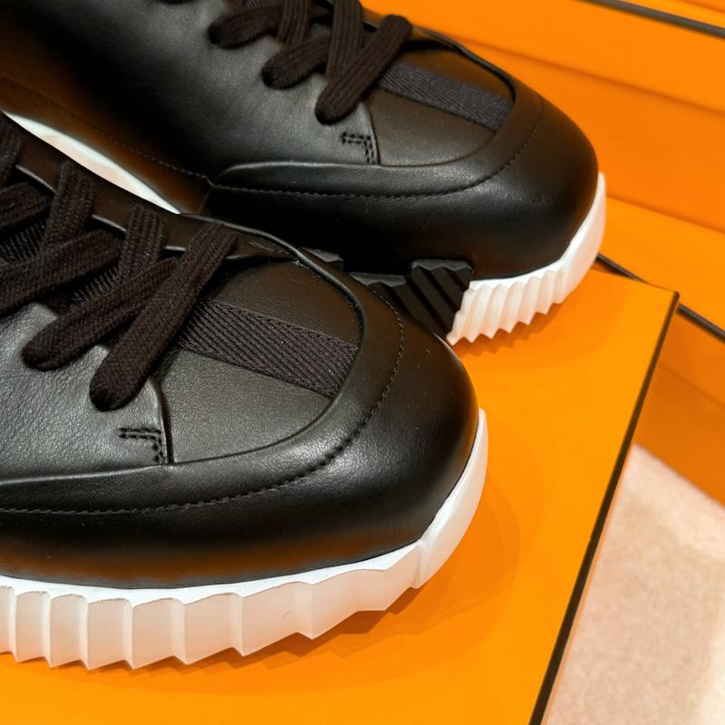 HERMES Men’s Calfskin All Black Jump Low-Top Sneakers