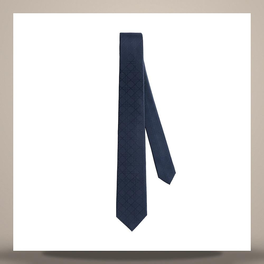 DIOR Cannage Navy Blue Silk Tie