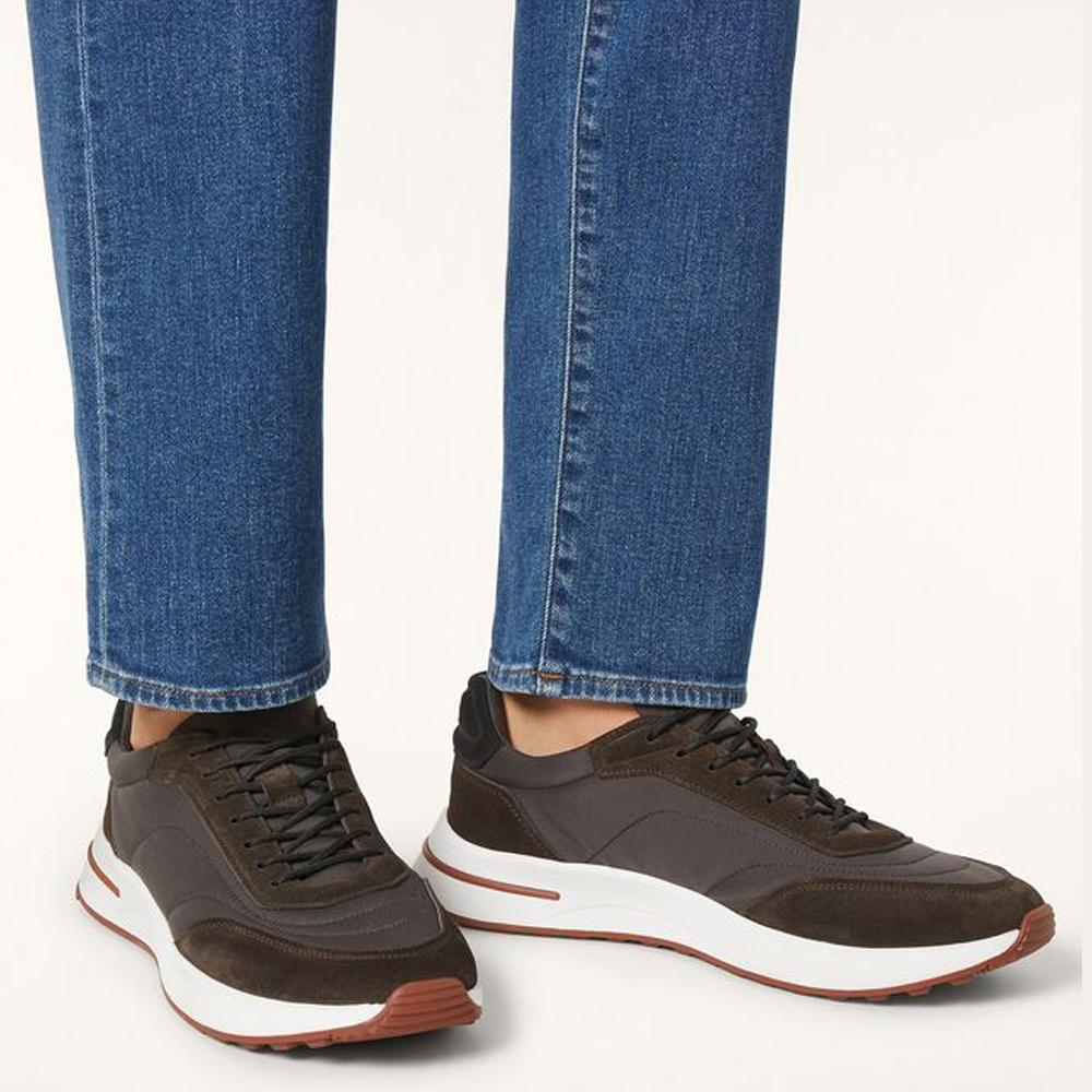 Loro Piana Suede Calfskin Weekend Walk Sneakers Black Sesame