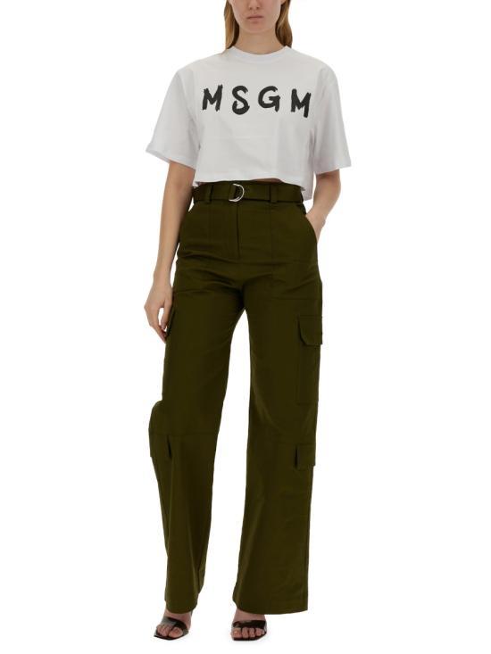 MSGM White Short Sleeve Cotton T-Shirt Women 3641MDM13724700201