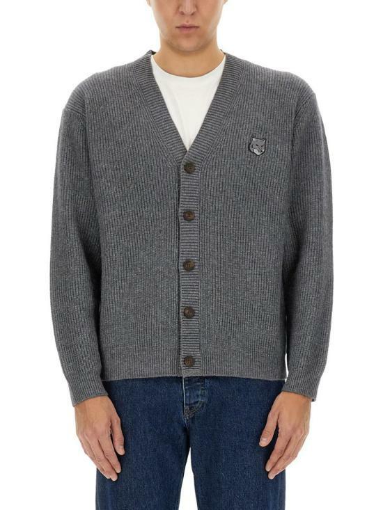 Maison Kitsune Bold Fox Head Patch Comfort Rib Cardigan NM00501KT1093 H131
