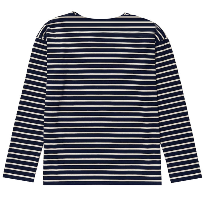 KULE Modern Long Stripe T-Shirt Navy/Cream