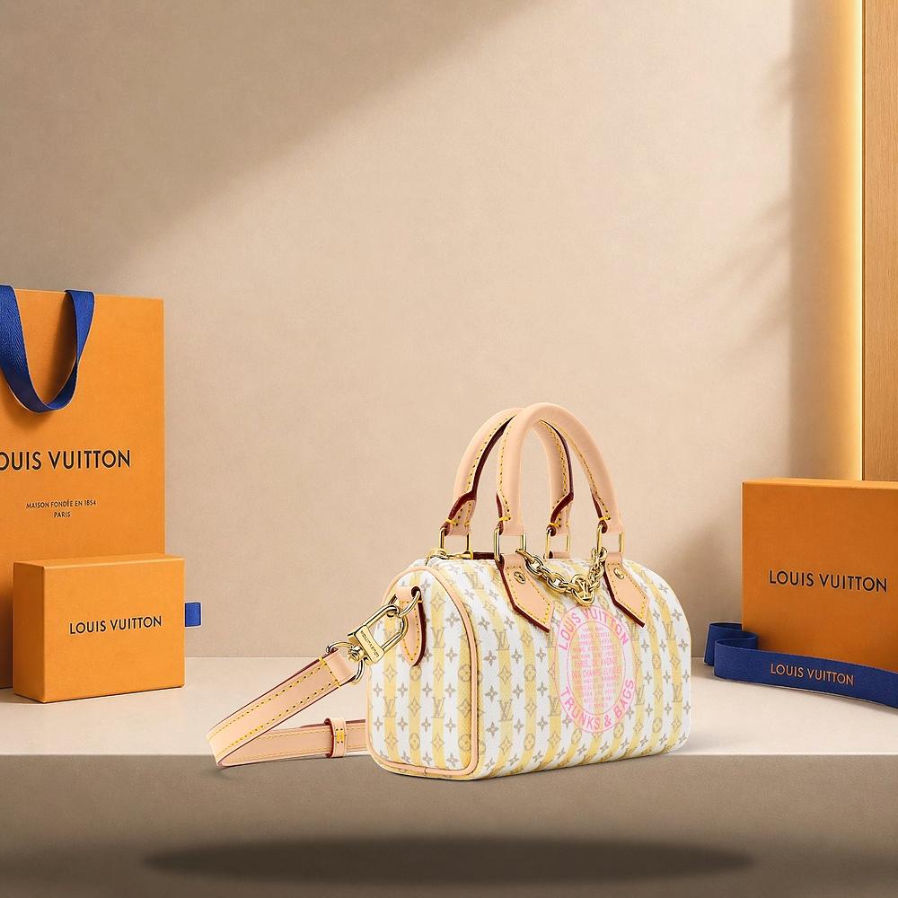 Louis Vuitton Nano Speedy LV Stamp Banana Tote Bag