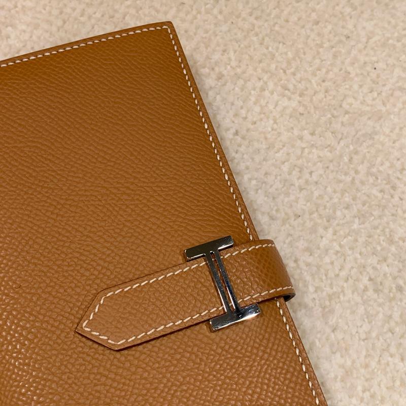 HERMES Bearn Long Wallet Epsom Gold with Palladium Hardware