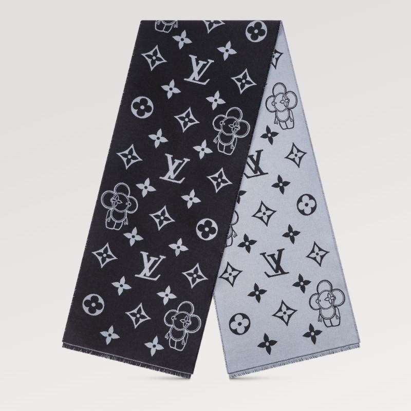 Louis Vuitton Monogram Vivienne Wool Scarf Dark Gray Unisex