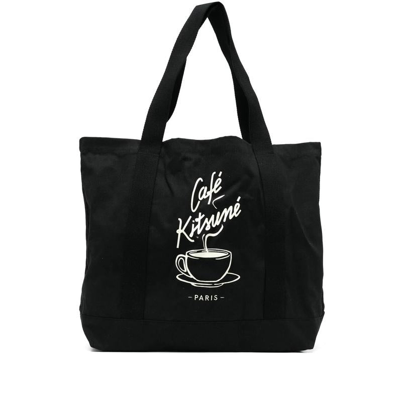 Maison Kitsune Coffee Cup Canvas Tote Bag Ivory Unisex