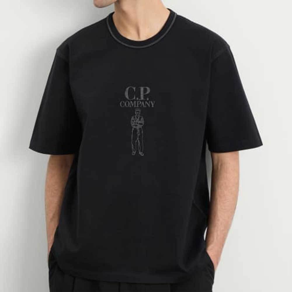 CP Company Jersey Logo Short Sleeve T-Shirt Navy