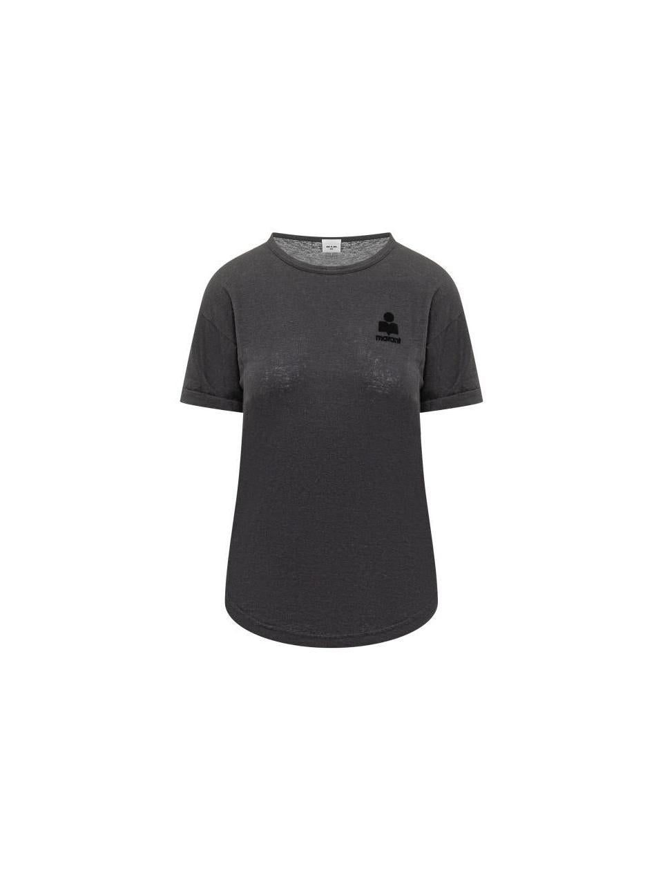 Isabel Marant KOLDIA Linen Logo T-Shirt TS0315FA A1N09E 01BK