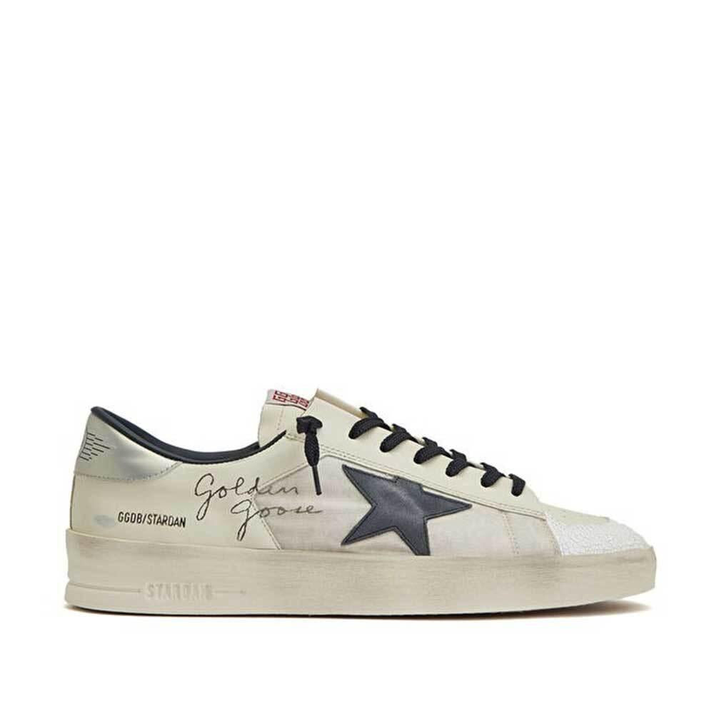 GOLDEN GOOSE Men’s Low-Top Sneakers Leather Star Detail White Gray