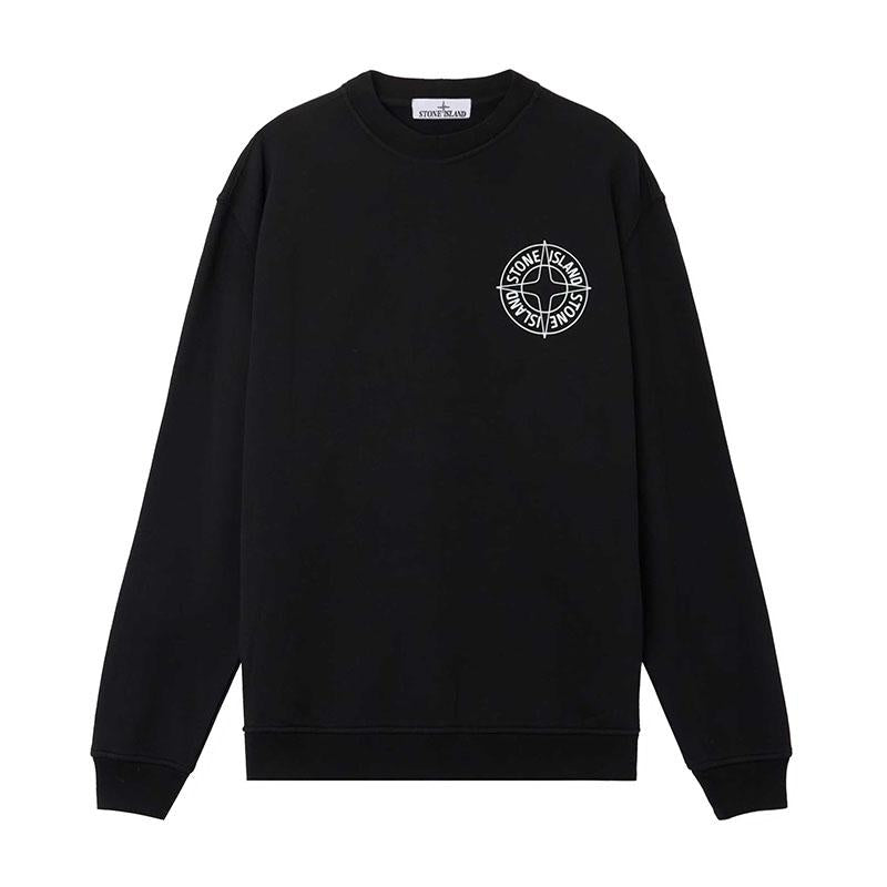 STONE ISLAND Black Cotton Fleece Crewneck Sweatshirt Me L1S156100001 S0283 V0029