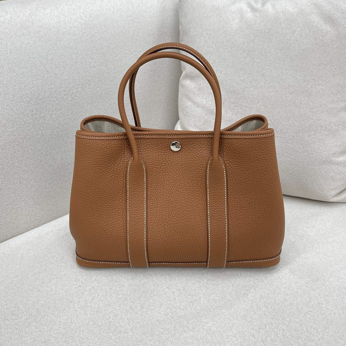 HERMES Garden Party 30 Tote Bag Gold Color G Stamp H051568CK37