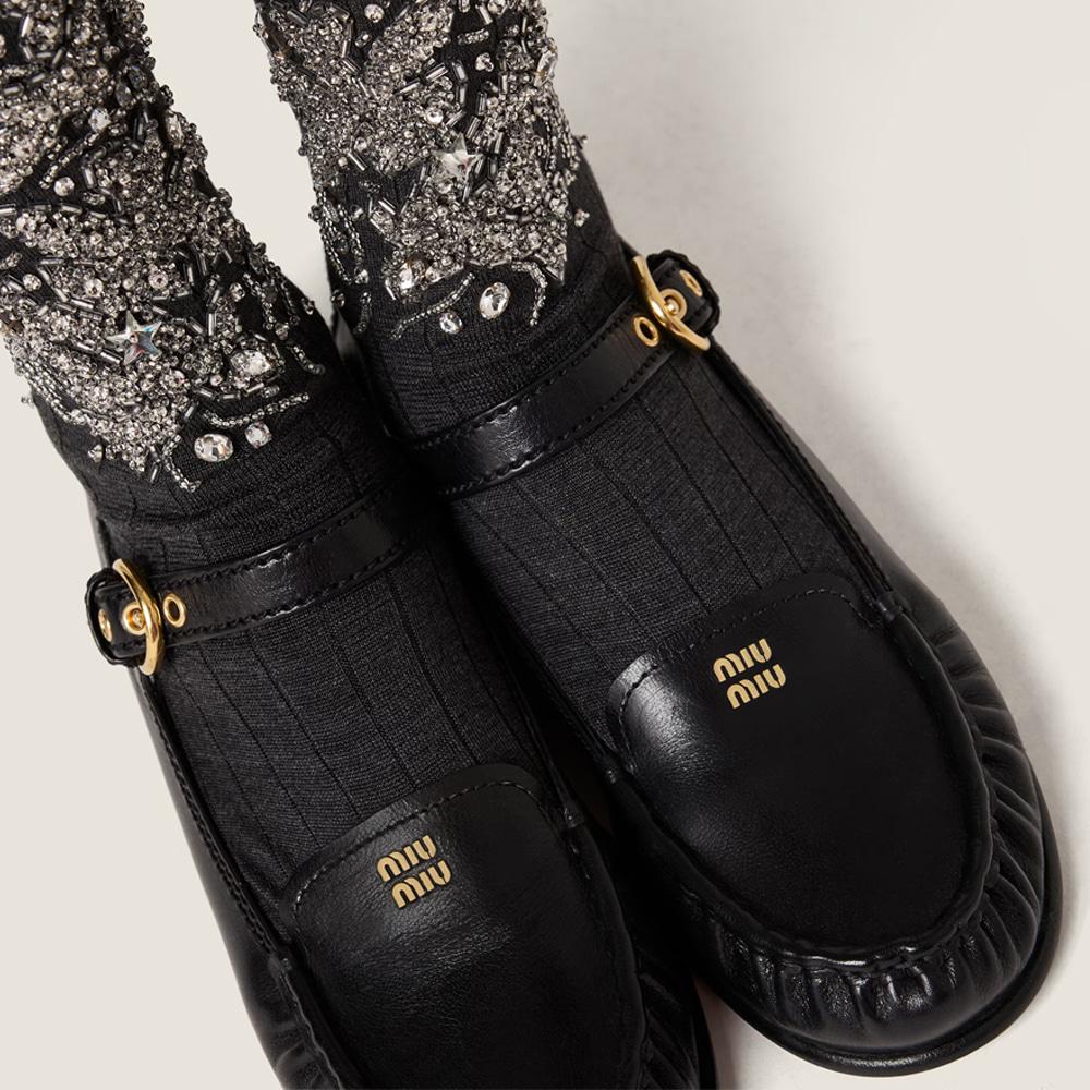Miu Miu Black Leather Mary Jane Loafers 5D563E 007 F0002