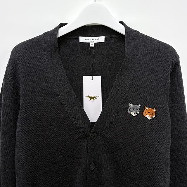 Maison Kitsune Double Fox Head Regular Cardigan for Men OM051CFKT1181 P190