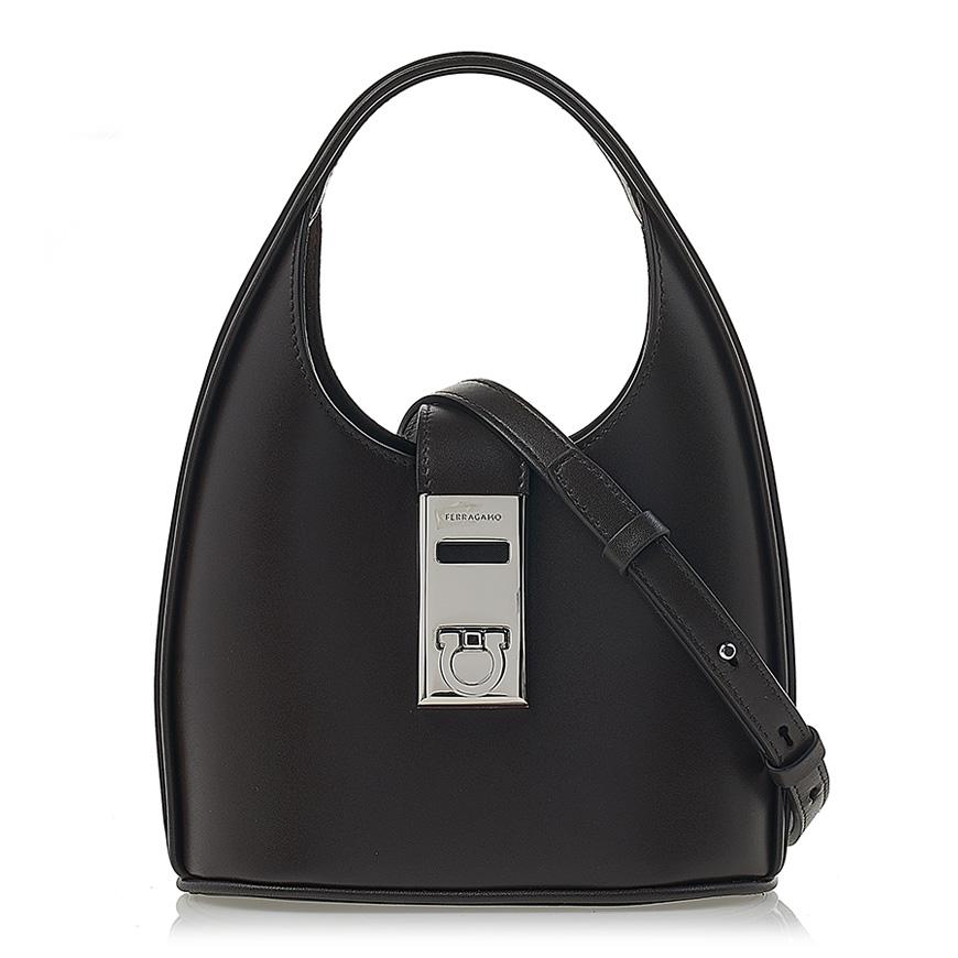 Ferragamo Gancini Buckle Leather Tote Bag Brown Women’s 0764457