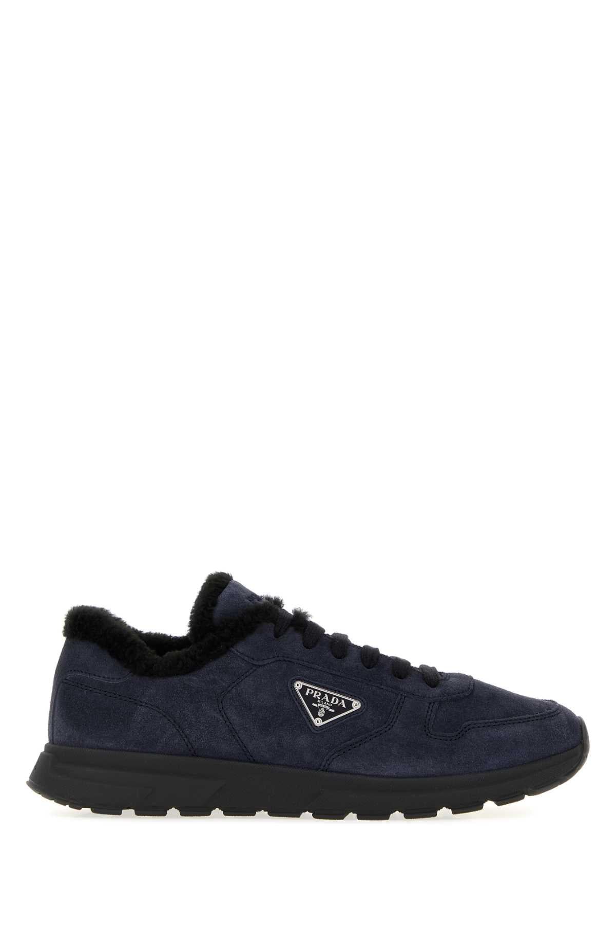 PRADA Black Leather Low-Top Sneakers