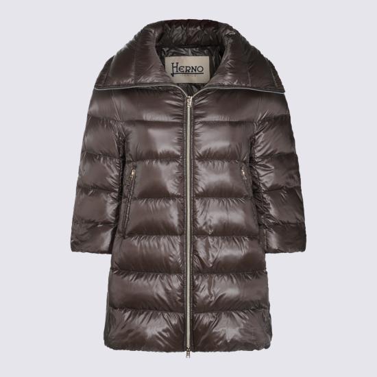 Herno Anthracite Down Coat A-Shape Cleope Men’s