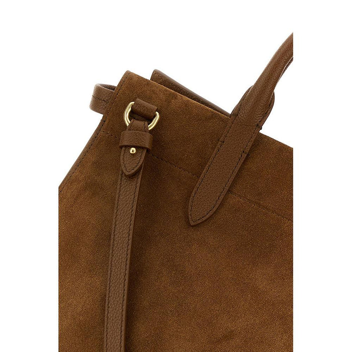 BURBERRY Cotswold Small Tote Bag Brown Leather Top Handle Handbag