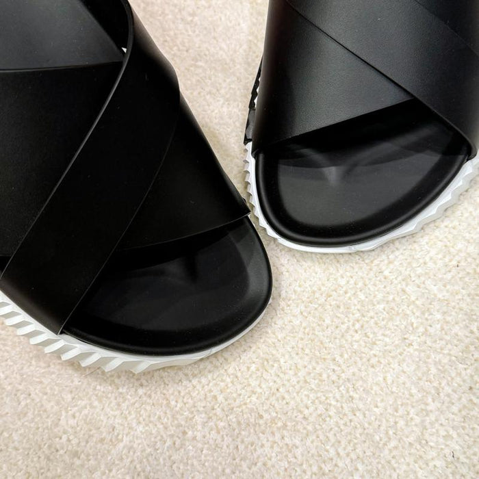 HERMES Men's Infrap Sandals Calfskin Black