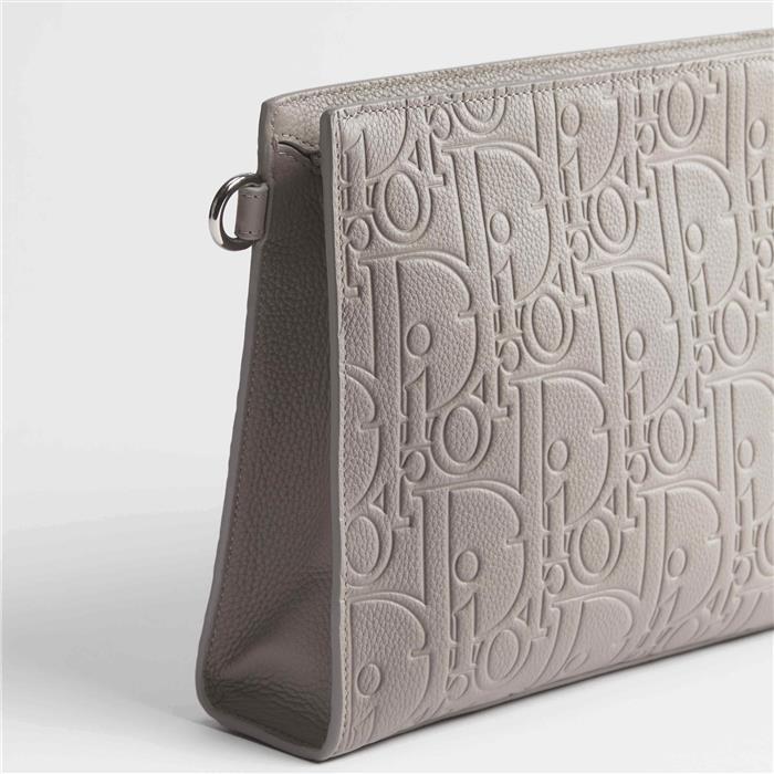 DIOR A5 Triangle Pouch Clutch in Gray Leather