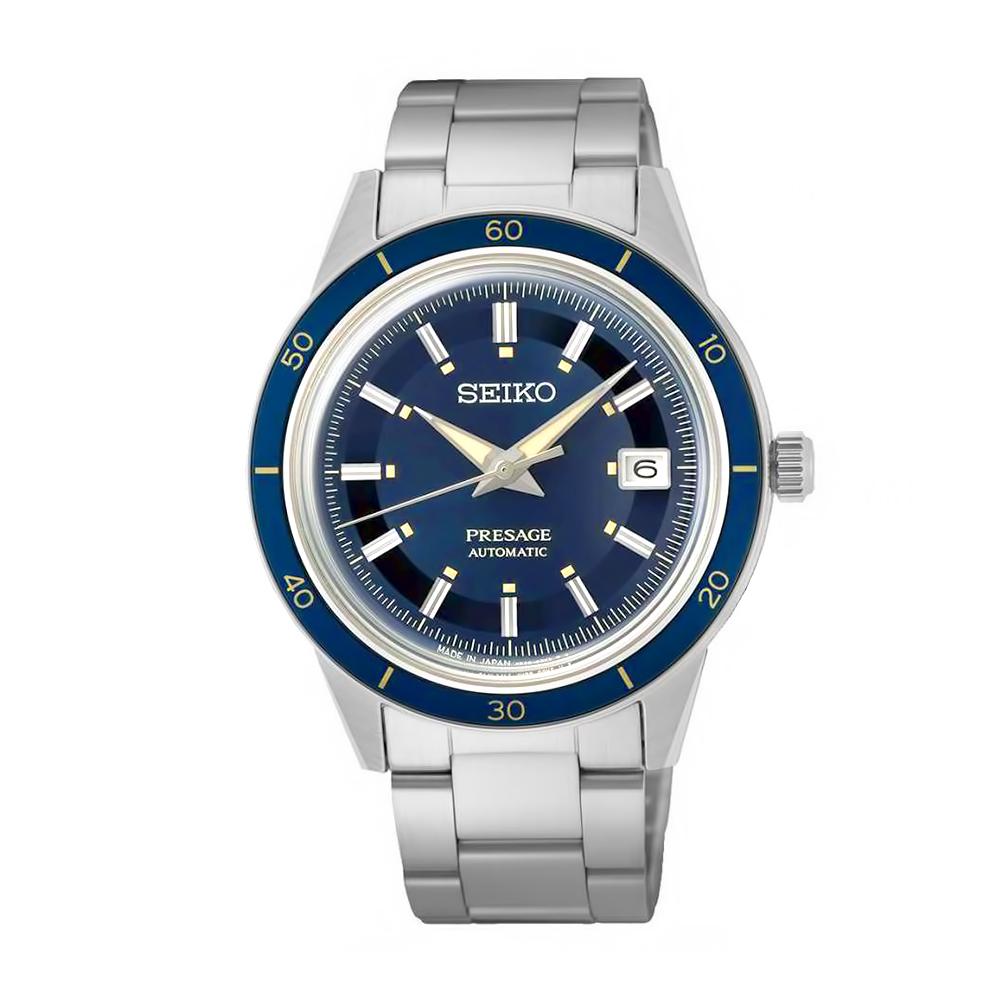Seiko Presage Men’s Silver Blue Stainless Steel Watch SRPG05J1