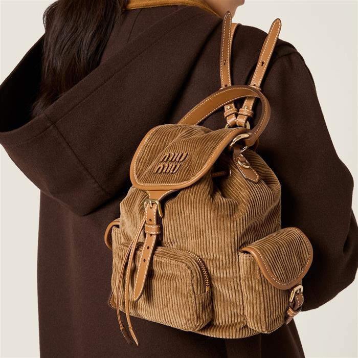 Miu Miu Corduroy Medium Backpack Black
