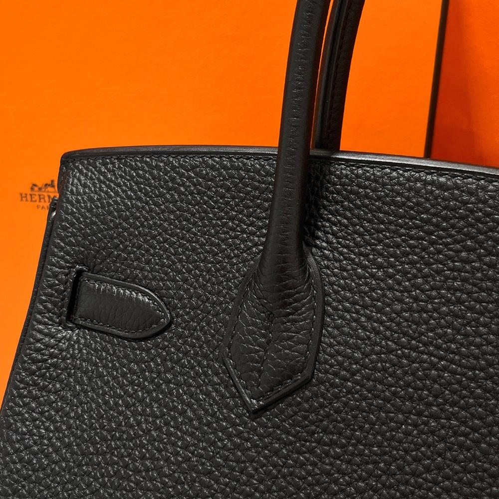 HERMES Birkin 30 Togo Leather Tote Black Gold Hardware Unisex