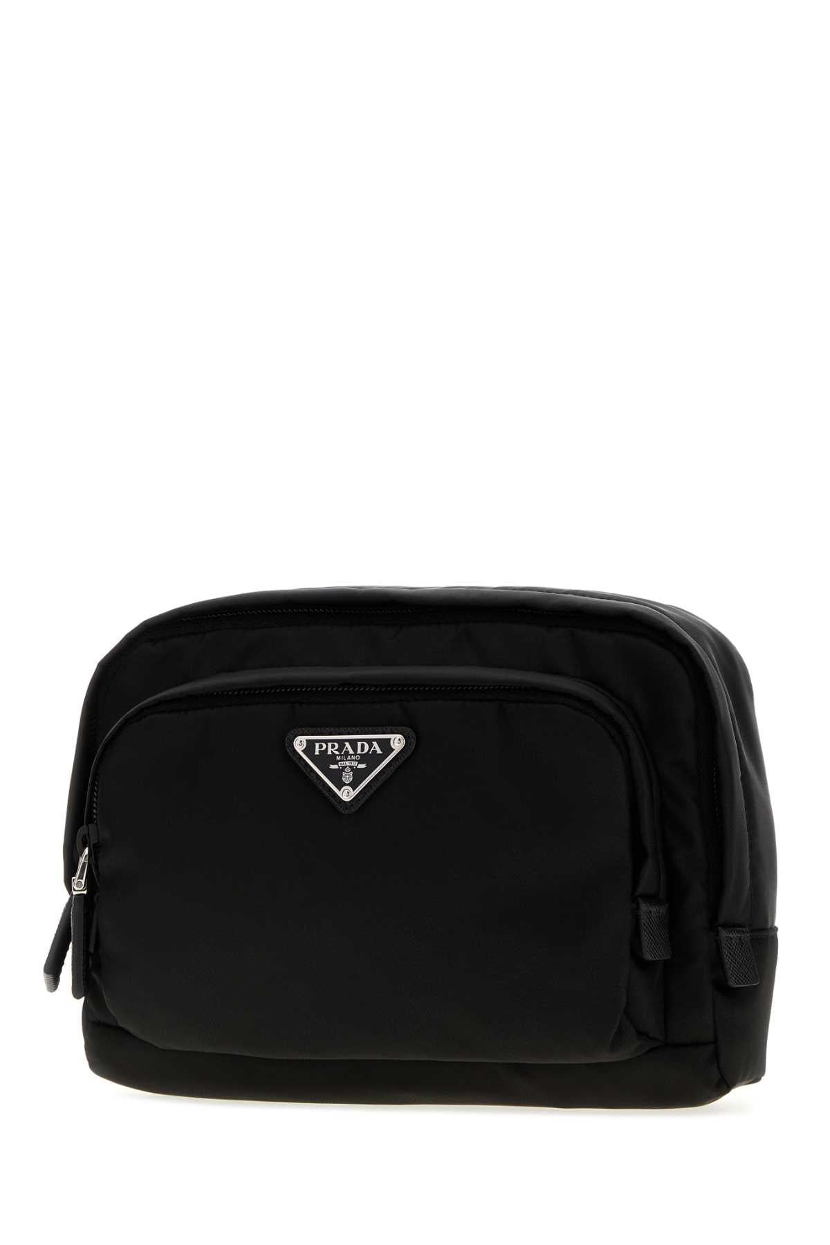 PRADA Black Nylon Zipper Pouch
