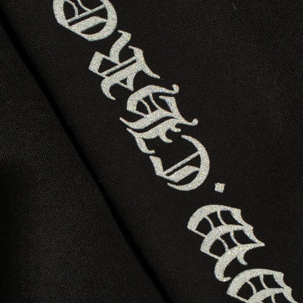 Chrome Hearts Black Silver Glitter Horseshoe Print Hoodie Unisex