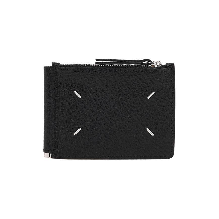 Maison Margiela Four-Stitch Leather Money Clip Wallet Black