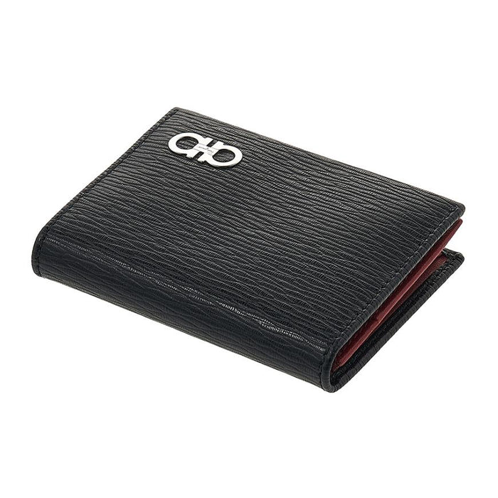 Ferragamo Gancini Leather Card Holder Black/Red Men’s
