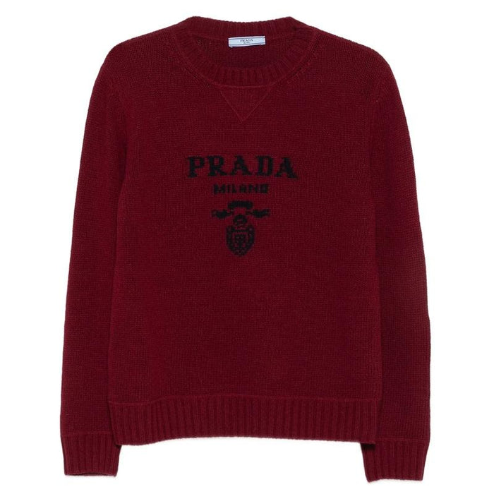 PRADA Black Wool Logo Crewneck Knit Sweater Women