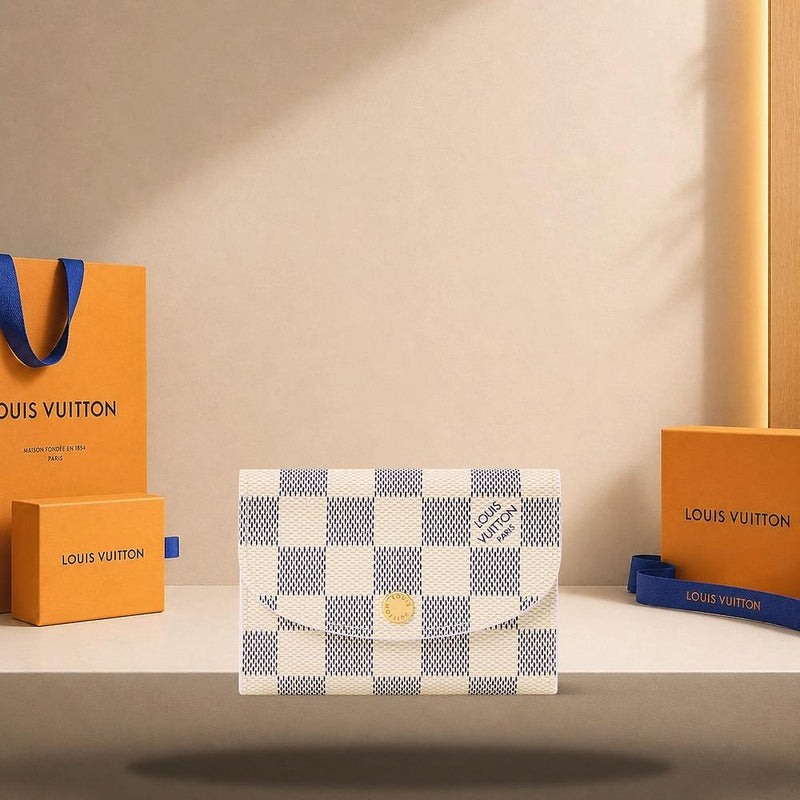 Louis Vuitton Damier Azur Rosalie Coin Purse Light Blue Cream Wallet