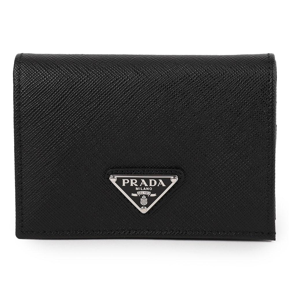 PRADA Women's Saffiano Leather Triangle Logo Bifold Wallet