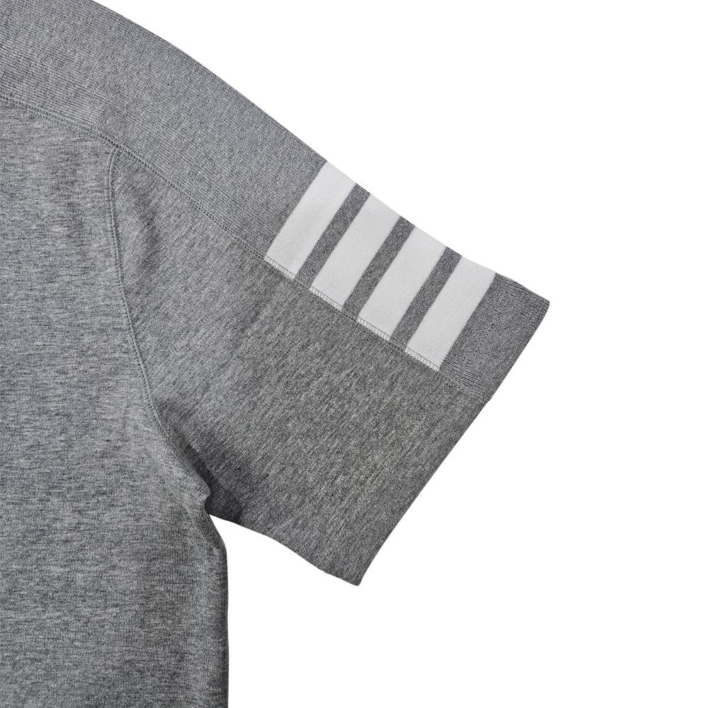 THOM BROWNE Diagonal Stripe Milano Cotton Short Sleeve T-Shirt Gray